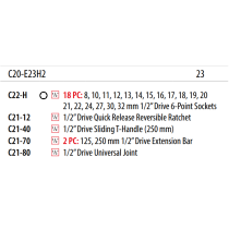 COFFRET DE DOUILLE 1/2'' ET ACC (8-32)